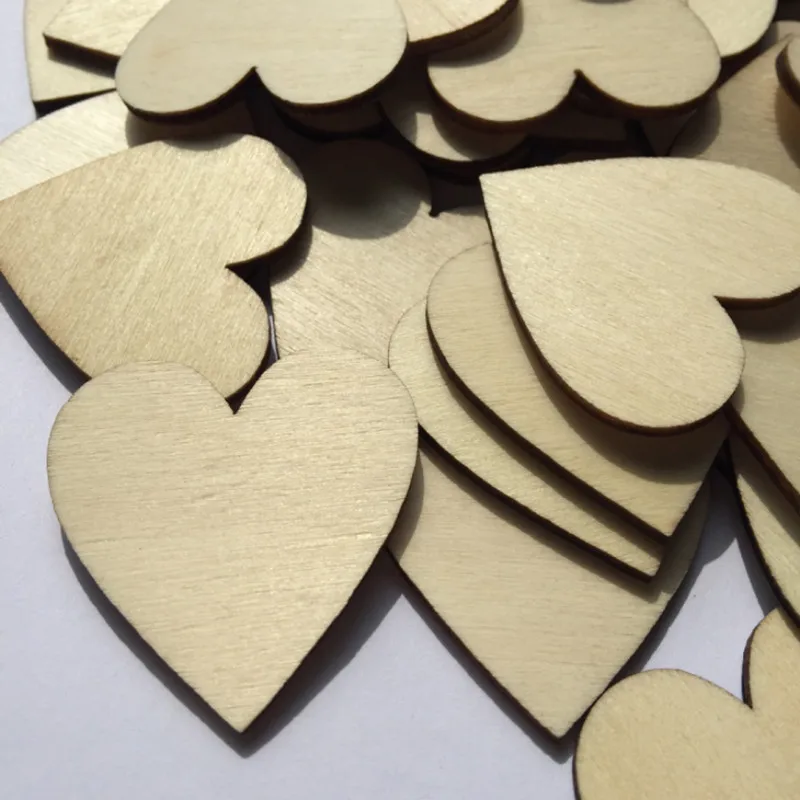 1-100PC Rustic Wood Wooden Love Heart Wedding Table Scatter Decoration Crafts DIY