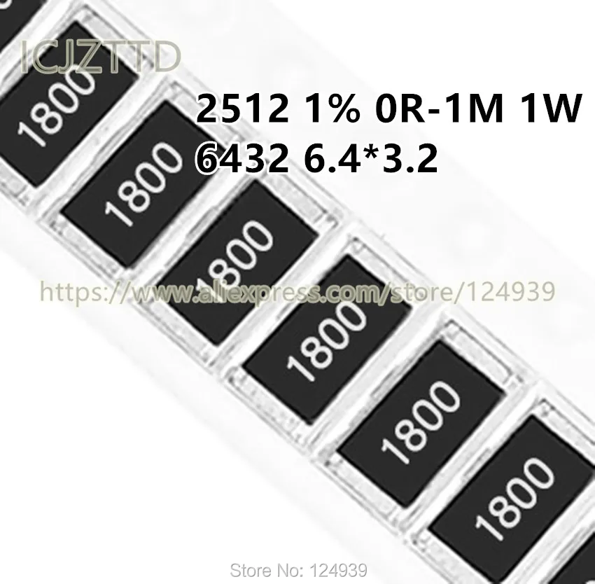 

100 шт 2512 1% 1W F 6432 6,4*3,2 620K 680K 750K 820K 910K 1M