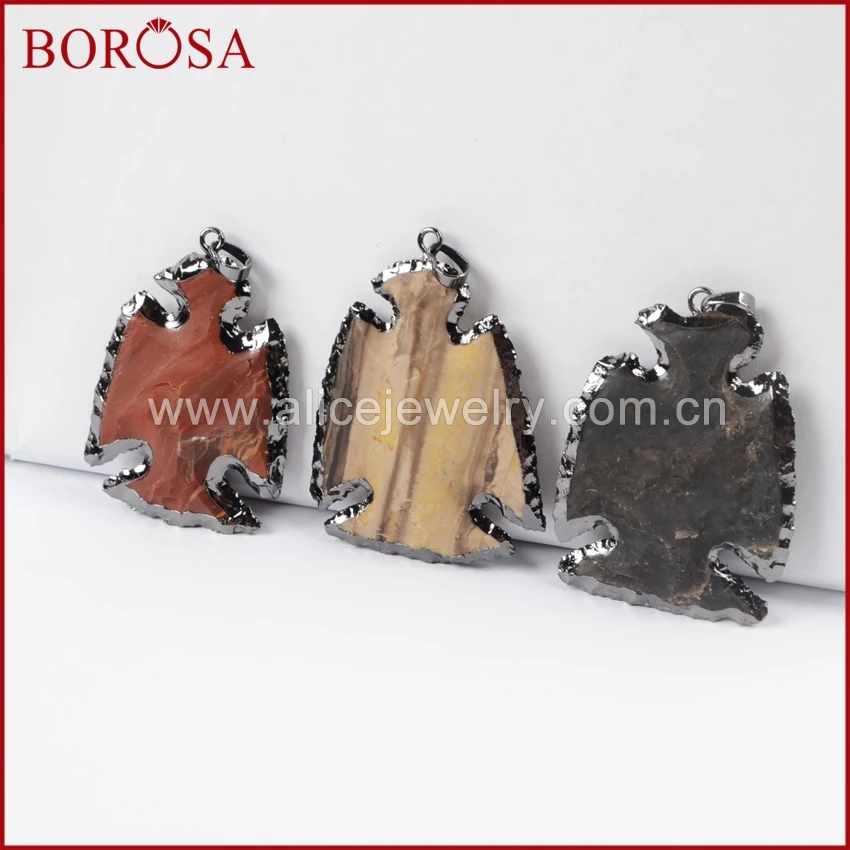 

BOROSA Clearance Sale 5/10pcs Gun Black Color Rough Natural Jaspers Carved Bird Pendant Natural Stone for Necklace Jewelry B0788