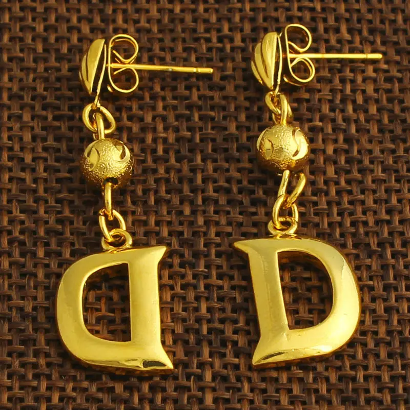 Adixyn новые буквы D Золото Цвет Серьги капельки ювелирные изделия Средний