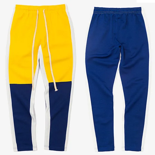 F558404S Blue Yellow Штаны в стиле хип-хоп, цветные, из кусков, мужские повседневные спортивные штаны, штаны-шаровары, уличная одежда, спортивные штаны, Осенние, летние, модные брюки - Цвет: F558404S Blue Yellow