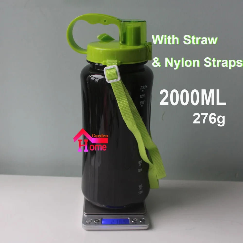 2000 мл 2л черная бутылка для воды Модная Портативная космическая питательная