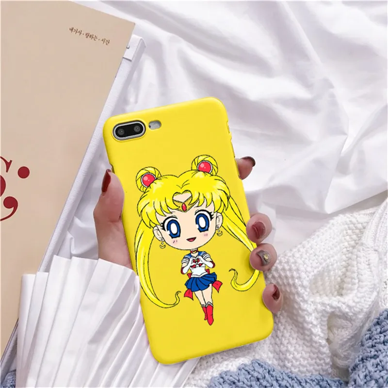 Роза аниме японское Сейлор Мун каваи Кот Caso de Telefone Para o iphone 6 Puls S 7 8 Puls X Casos Macio Voltar Capa Funda Coque