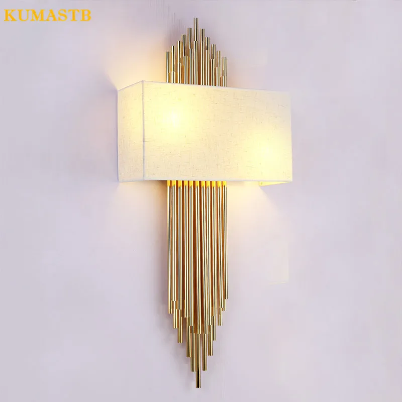 Современный тканевый абажур металлические настенные светильники на трубы