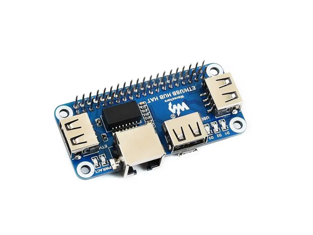 Waveshare Ethernet / USB HUB HAT for Raspberry Pi 1x RJ45 Ethernet Port 3x USB Ports 5V