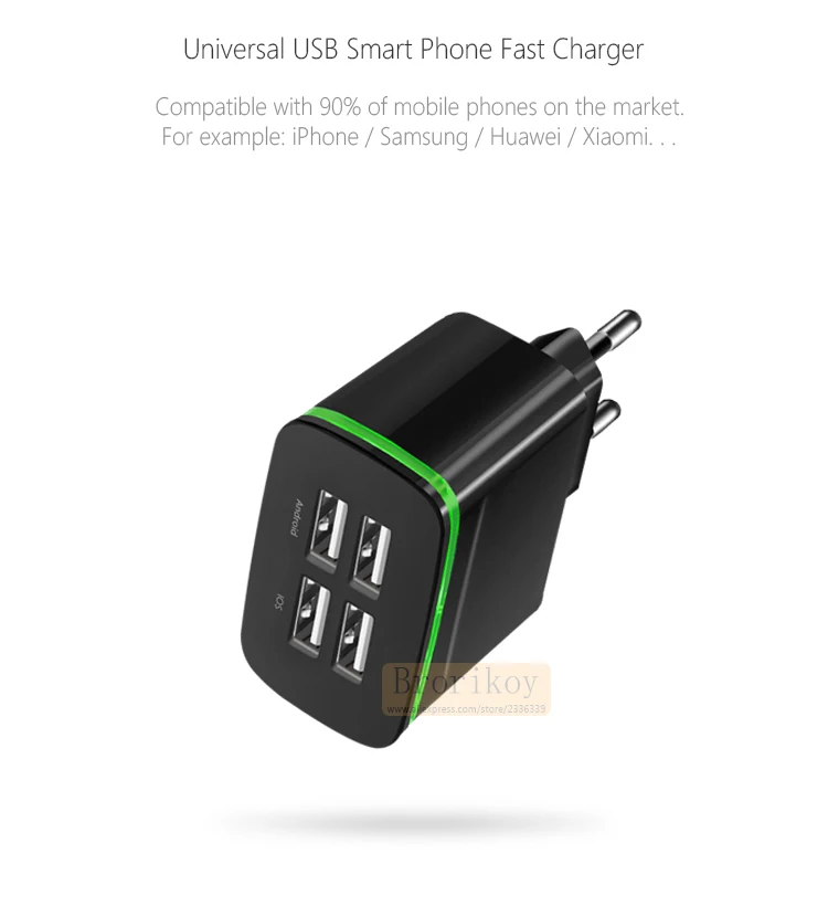 4 Порты 5V 2.1A дорожное зарядное устройство USB Зарядное устройство адаптер Портативный для iPhone samsung телефон Зарядное устройство Micro Тип-C кабель для быстрой зарядки