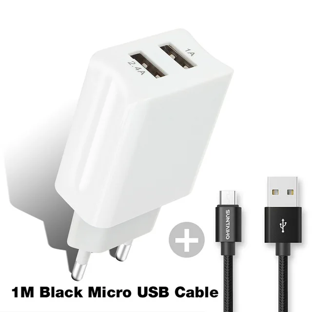 Suntaiho Универсальное зарядное устройство с двумя usb-портами, дорожное настенное зарядное устройство, адаптер для смартфона, зарядное устройство для iPhone/samsung/Xiaomi/iPad - Тип штекера: White Micro USB