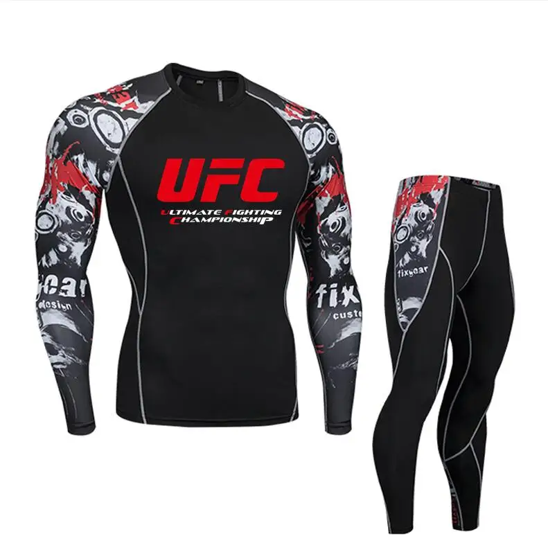UFC сжатия Костюмы Для мужчин Функциональная футболка длинные рукава ММА Rashguard