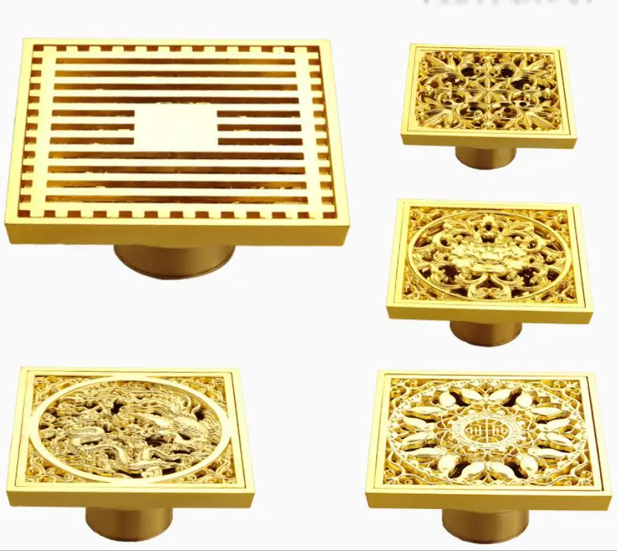 Золотая мелкая вода SingleSquare пол столовая кухня и ванная комната все медные анти-запах анти-насекомых трап