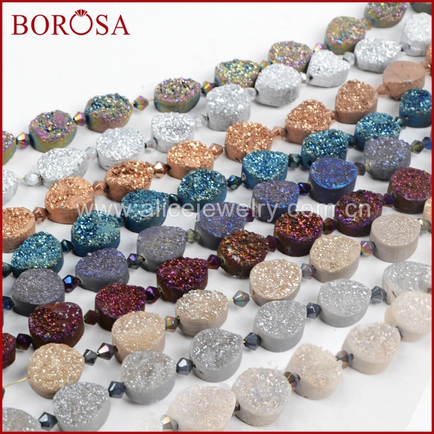 BOROSA 14x12 мм Ручная работа КАПЛЕВИДНАЯ Радуга натуральный Титан Druzy геодезический