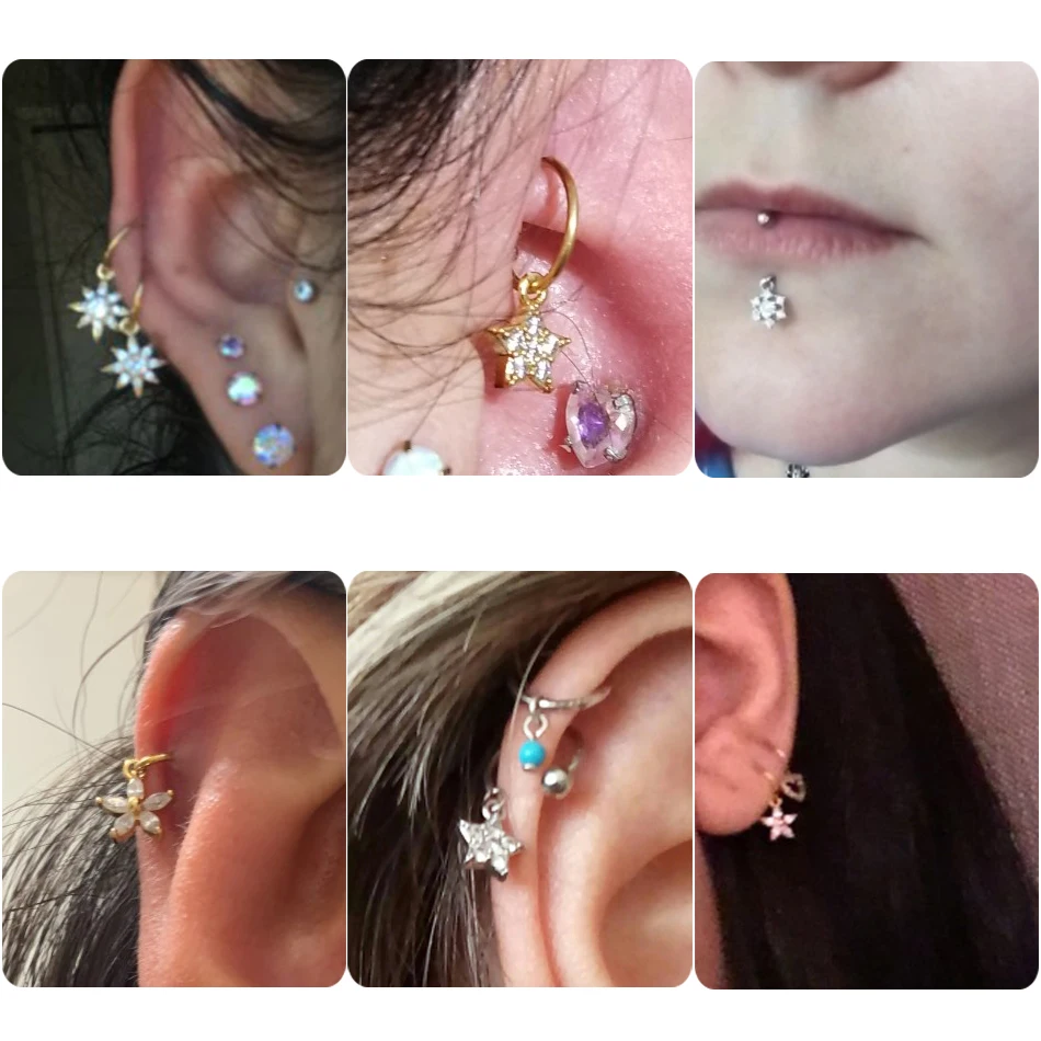 Кольцо со стальным и медным фианитом для пирсинга ювелирное украшение с