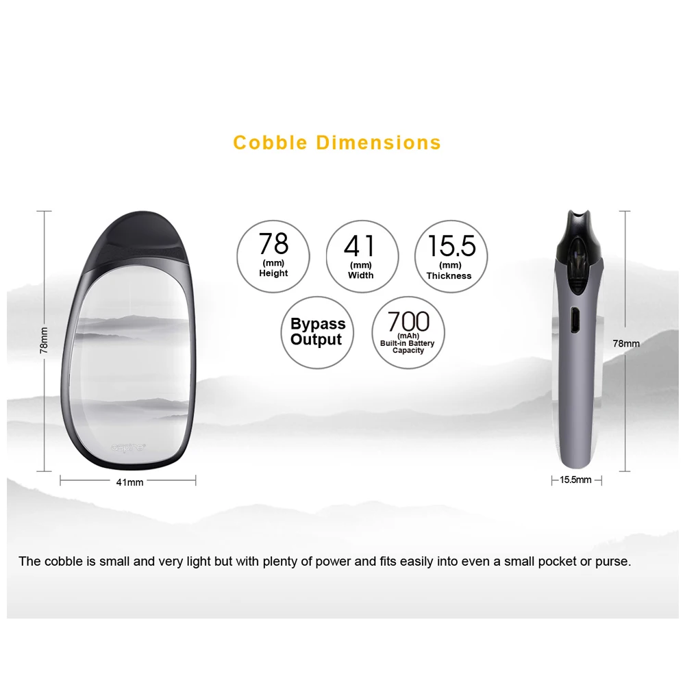 Бесплатный подарок оригинал Aspire cobble pod kit новейший aspire aio vape system с батареей 700 мАч 1 8