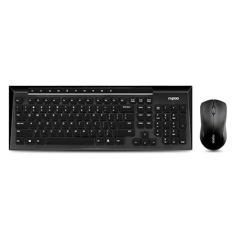 Rapoo 8300P мультимедийная Беспроводная клавиатура мышь комбо с модной Whaterproof Бесшумная тонкая клавиатура для компьютерных игр ТВ
