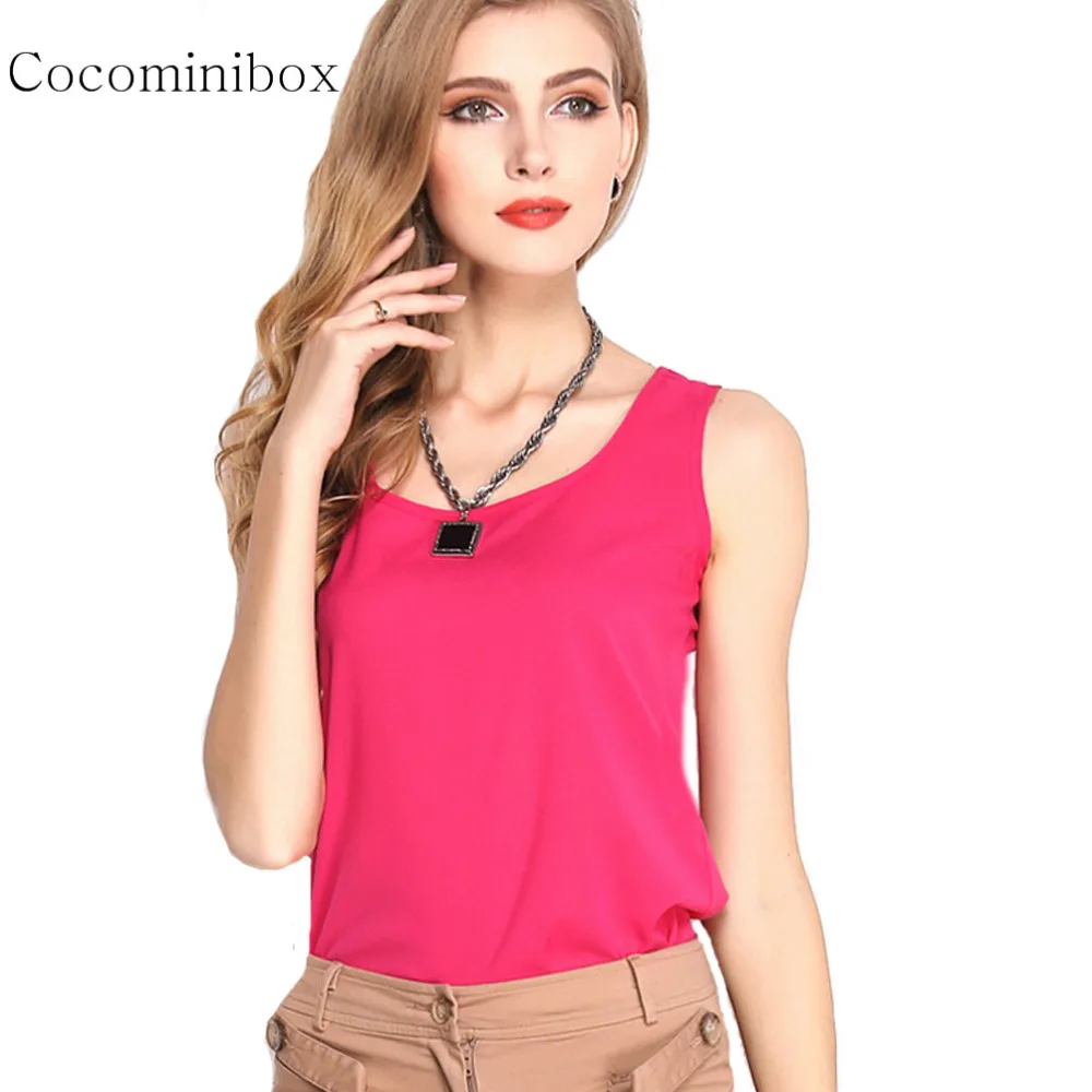 Women Casual Soft Round Neck Chiffon Tank Top Summer Regular Sleeveless Fitness Solid t shirt Plus Size | Женская одежда