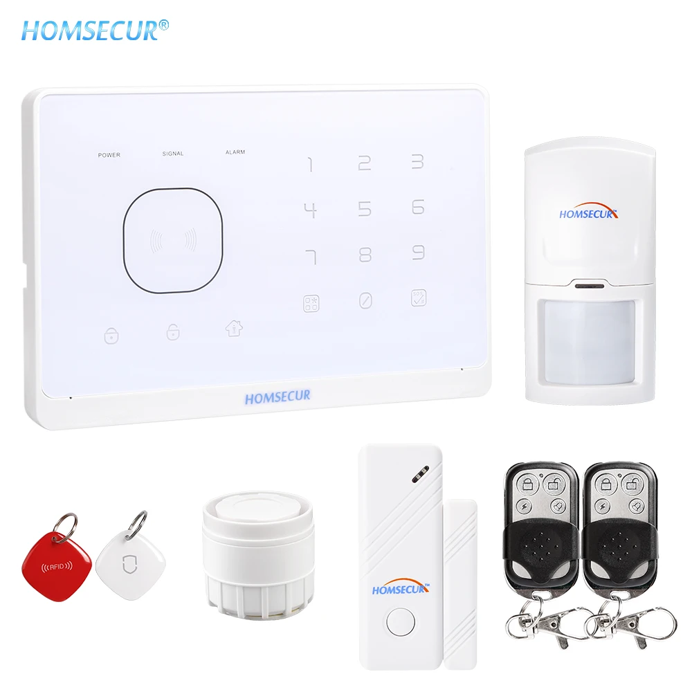 

HOMSECUR Wireless&wired GSM RFID Home Security Alarm System With SOS Intercom