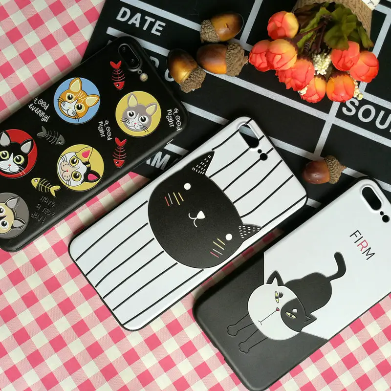 Горячие кошки тема для iPhone 6 Чехлы Мягкие силиконовые ТПУ 3D окрашенные iPhone7 8 plus X