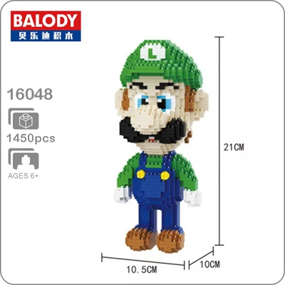 Luigi Balody Naruto Ninja Alrale Doraemon Super Mario Sonic Wario Yoshi Luigi Animal Mini Building DIY Алмазные маленькие блоки игрушка без коробки - Цвет: Luigi