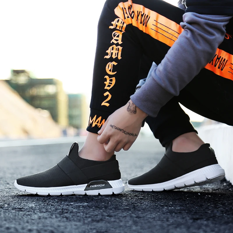 Shoes Ruuning MenBreathable Summer Sneakers Slip-On Mesh Comfortable Mens Casual Outdoor Trainers Plus Size Man Footwear | Спорт и