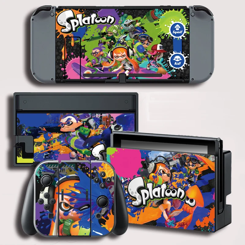 Виниловая Защитная Наклейка Splatoon для консоли Nintendo Switch NS + контроллер держатель