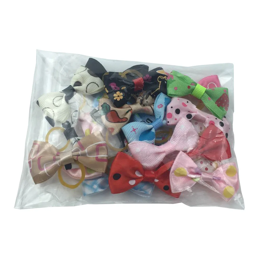20 шт./упак. Ассорти кошачьи банты для собак с резиновыми лентами принадлежности