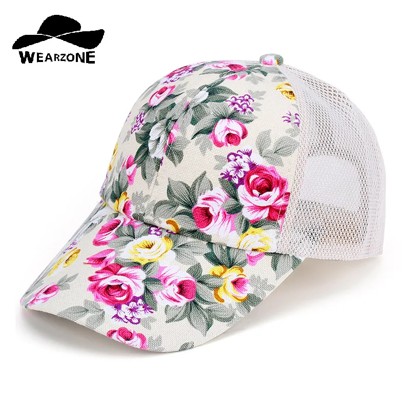 

Женские бейсболки с цветочным принтом, летние кепки в стиле хип-хоп с сеткой, 2017