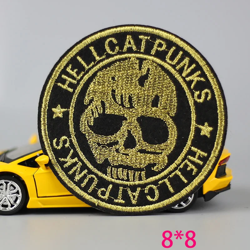 Горячая Распродажа 1 шт. круглый череп голова скелета железо на вышитой пластыре