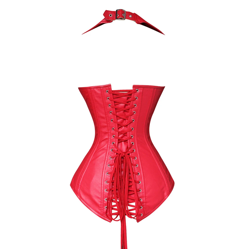 Женский корсет в стиле стимпанк готический из искусственной кожи со стальными