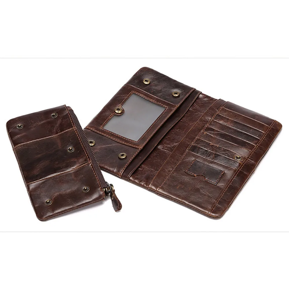 Длинный мужской кошелек из натуральной воловьей кожи дизайнерский винтажный