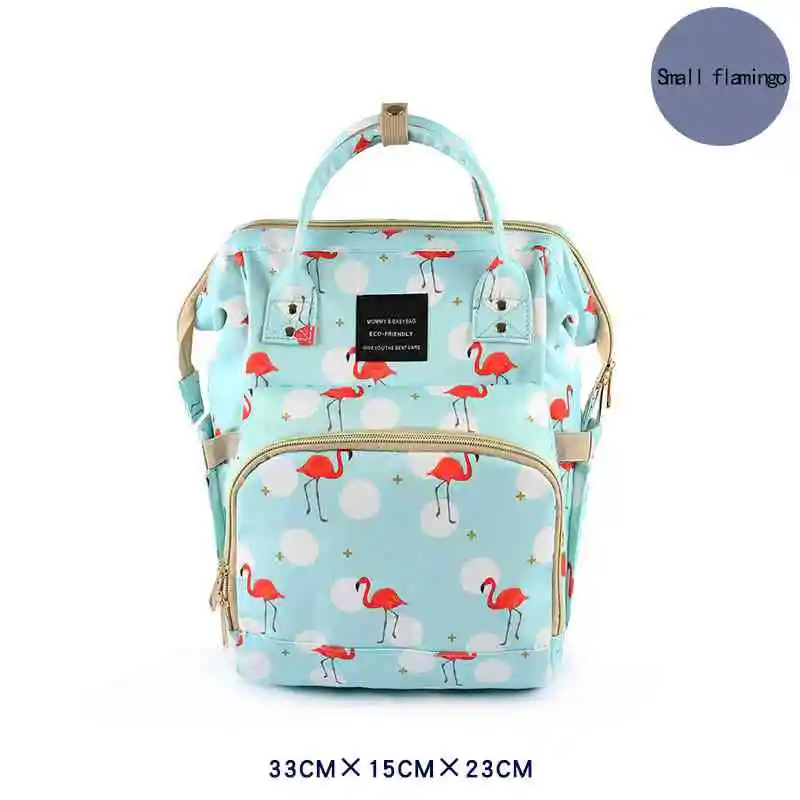 Small flamingo Многофункциональная сумка для мам с принтом, модная сумка для подгузников, дорожный рюкзак для мамы, детская коляска, сумка Hanimom - Цвет: Small flamingo