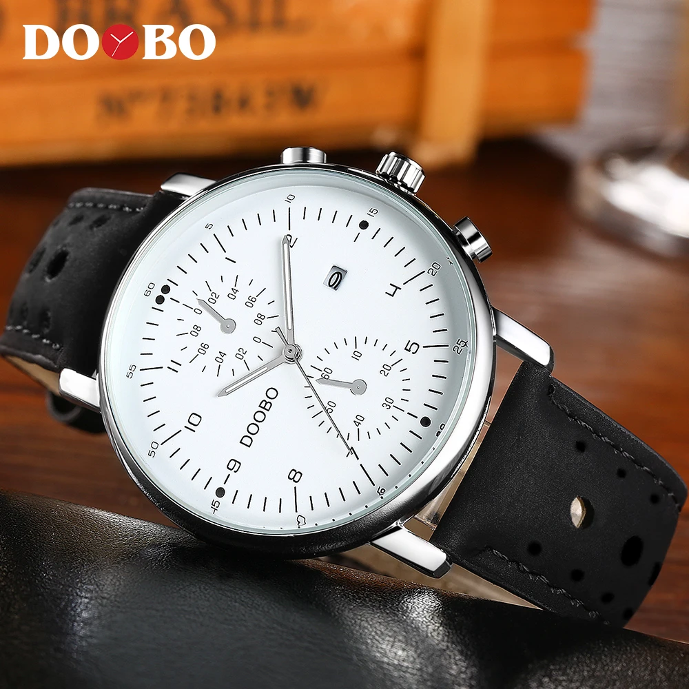 DOOBO Brand Slim Leather Mens Watches Luxury Casual Sports Movt Quartz Watch Men Clock Male Wristwatch Quartz-watch Dropshipping | Наручные