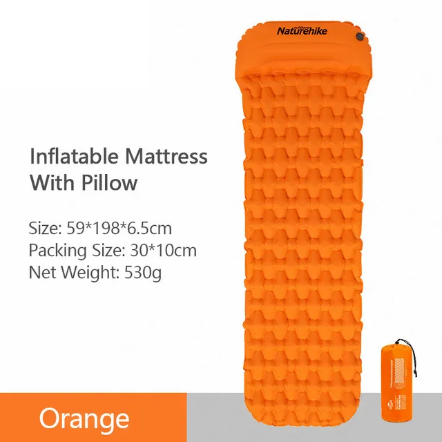 orange B Naturehike colchon надувной туристический коврик кровать надувной матрас спальный коврик природа поход 1 человек, 2 двойной человек - Цвет: orange B