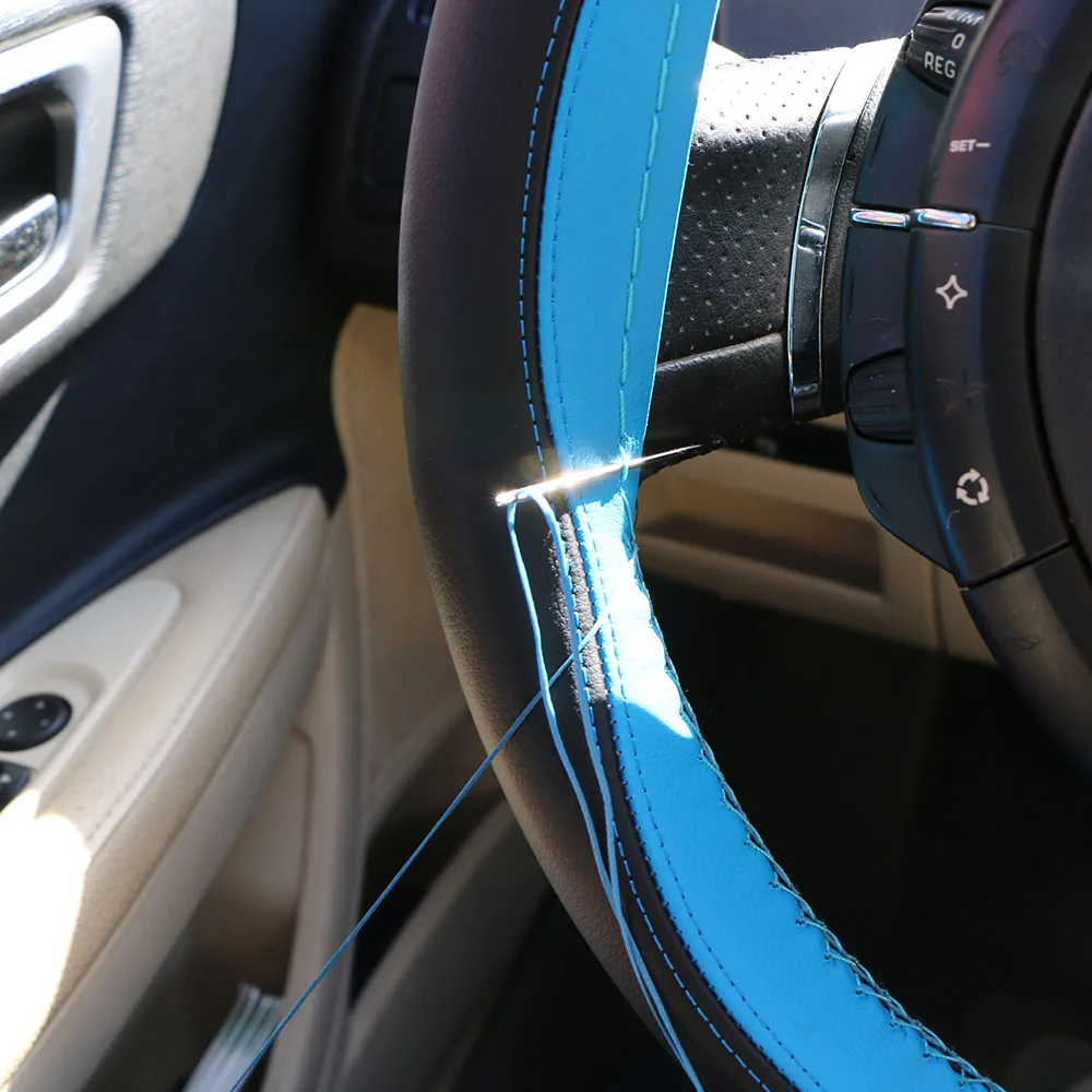 Кожаная оплетка на рулевом колесе автомобиля для отдыха и спорта чехол руль авто