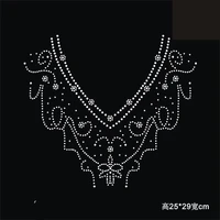 2pclot neckline iron on applique patches hot fix rhinestone motif designs iron on transfer patches for childrens shirt dress
