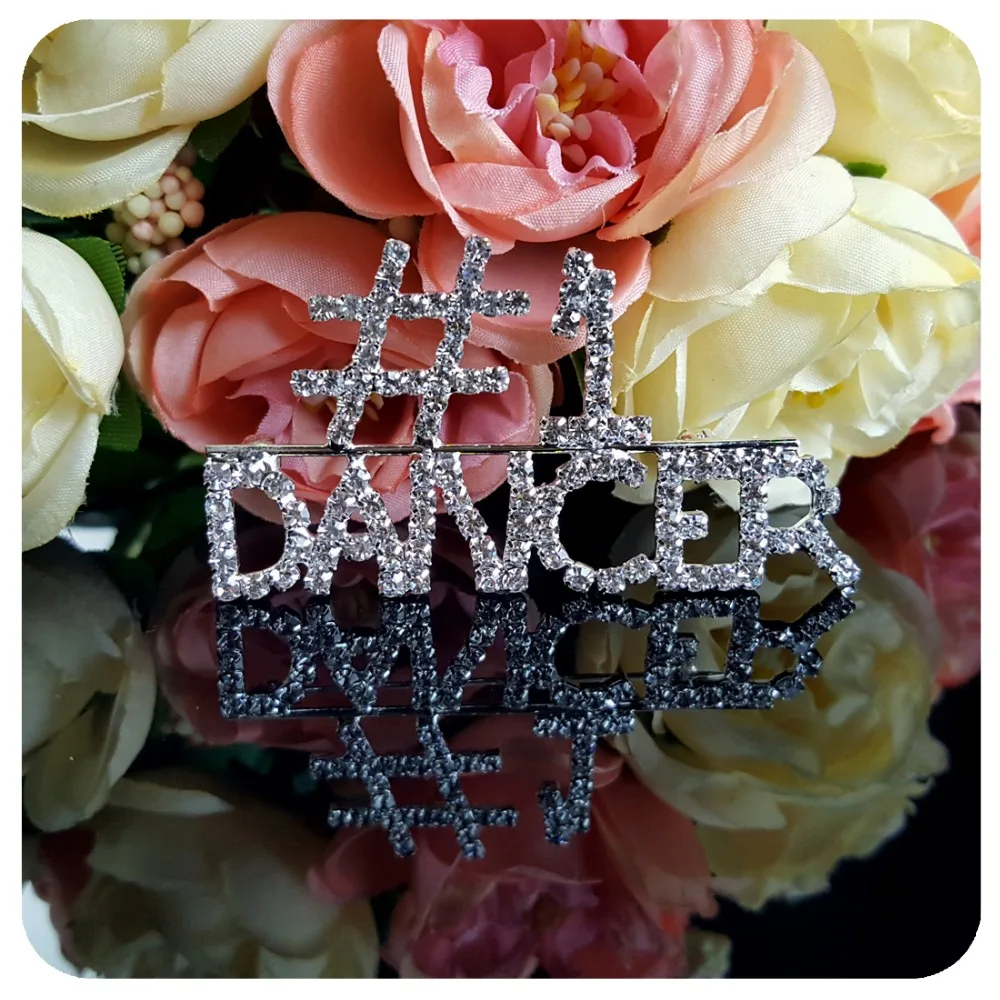 Серебряный цвет стразы брошь &quot#1 танцор&quot булавка для танцевальных