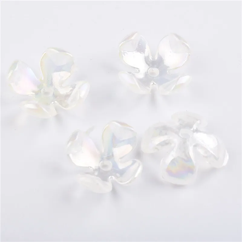 XiYu Fashion Flower Frosted Acrylic Spacer Beads Caps For DIY Jewelry Necklace Bracelet for accessoriies 4 pcs | Украшения и