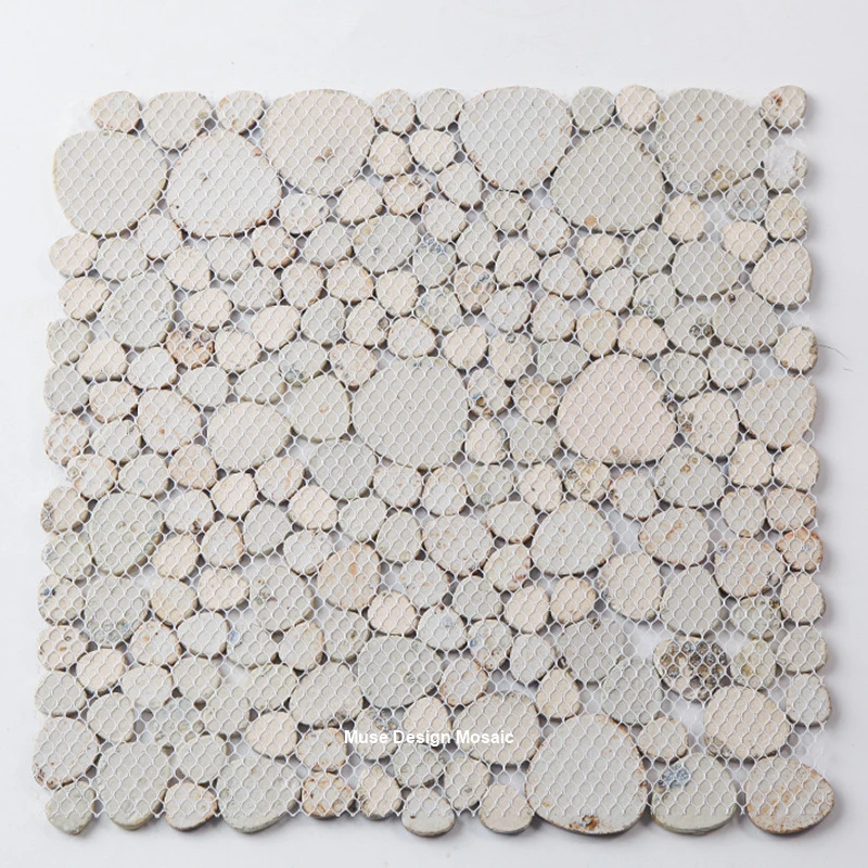 Звездная голубая бежевая застекленная галька керамическая мозаичная плитка