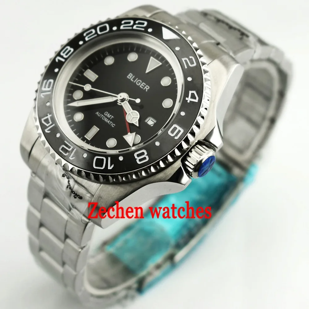 43 мм Bliger DG3804 GMT автоматические механические светящиеся мужские часы наручные |