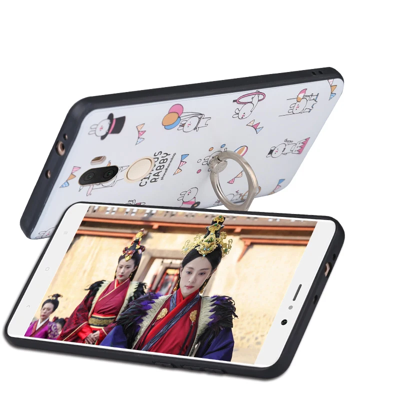 Ipngve для Mi 5S Plus 3D рельефная печать TPU + PC Жесткий Чехол Для Сяо mi плюс с кольцом