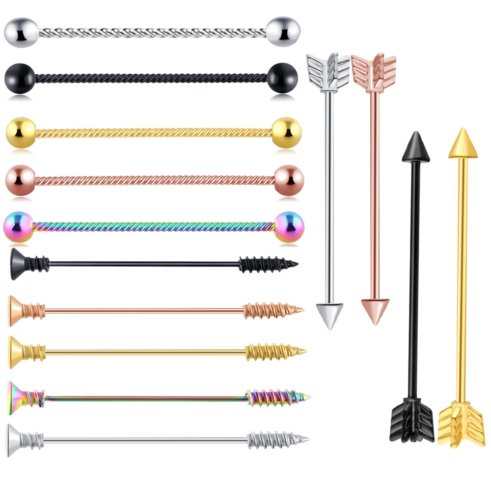 TIANCIFBYJS 14 г 16 г нержавеющая Промышленная Штанга для женщин и мужчин, спиральный для хряща, серьги, ювелирные изделия для пирсинга тела 1 1/2 дюйма 1 шт. TIANCIFBYJS 14 г 16 г нержавеющая Промышленная Штанга для женщин и мужчин, спиральный для хряща, серьги, ювелирные изделия для пирсинга тела 1 1/2 дюйма 1 шт.