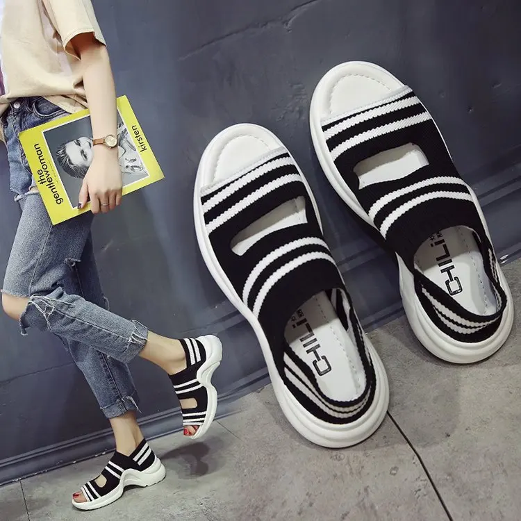 Женские сандалии на платформе летние модные повседневные с открытым носком