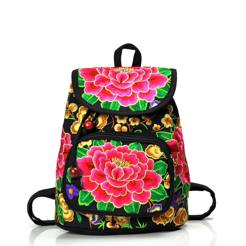 2019 брендовый женский маленький холщовый рюкзак для женщин с вышитыми цветами
