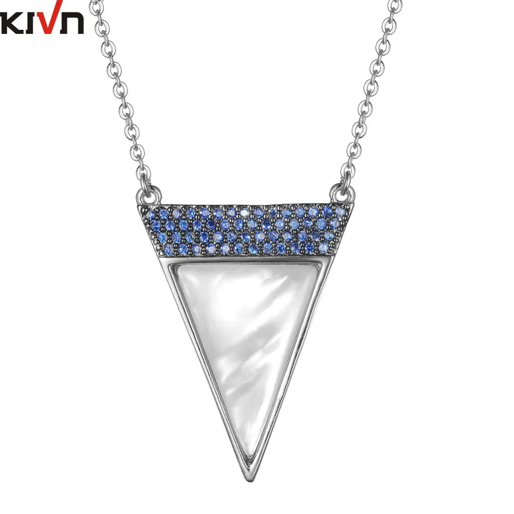 Womens Fashion Jewelry Triangle Mother of Pearl Pave CZ Cubic Zirconia Necklaces for Girls Birthday Gifts 6pcs Lot Wholesale | Украшения и