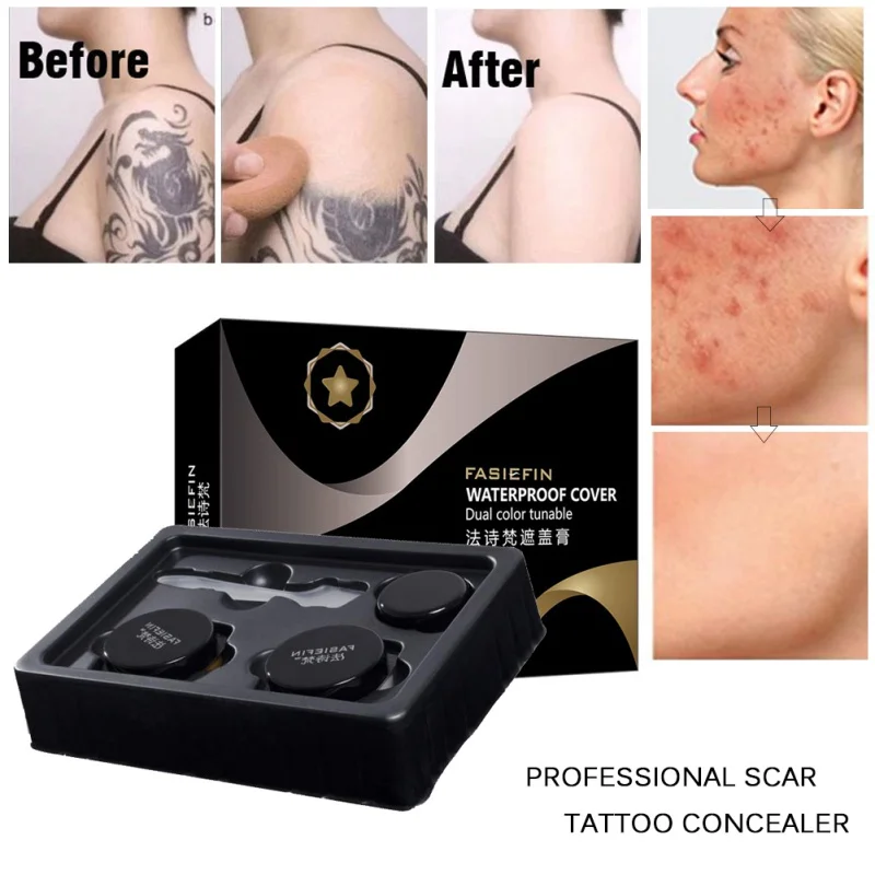 Moisturizing Cover Pimple Mark Pores Tattoo Freckles Brighten Skin Tone Concealer Makeup 2Pcs Professional Concealer Set