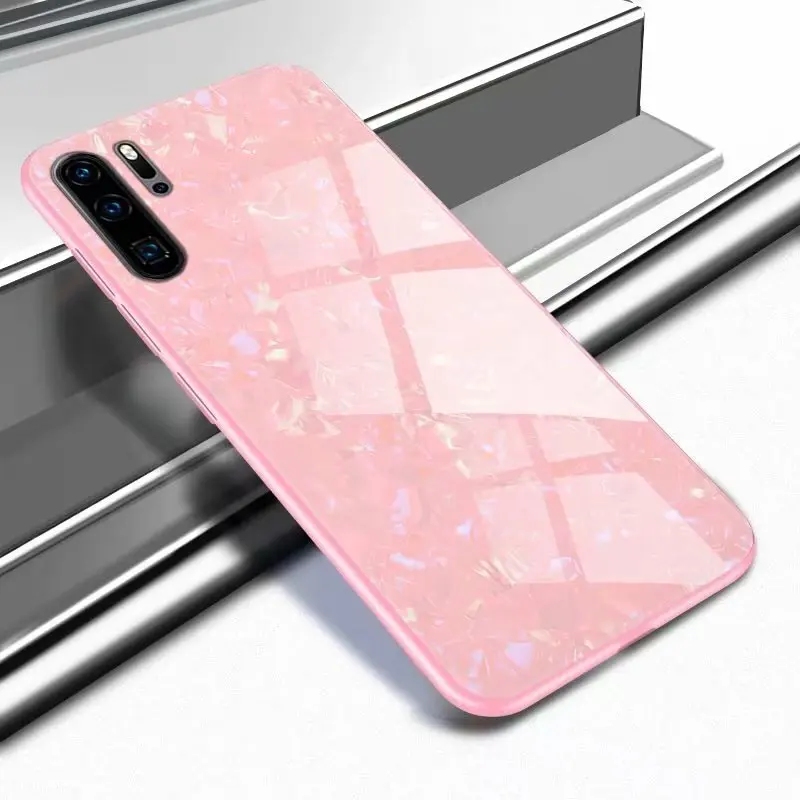 pink YueTuo шикарный стеклянный мраморный чехол для huawei p20 p30 pro lite p30pro p20pro роскошный чехол Защитный чехол для задней панели телефона etui - Цвет: pink