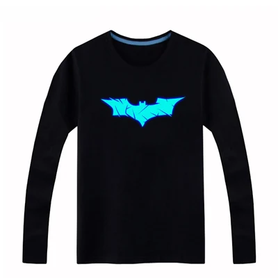 Batman Г., новые дизайнерские футболки с длинными рукавами для детей с изображением любимого ангела Blu-ray, футболка с неоновым принтом для мальчиков и девочек светящиеся Топы в темноте - Цвет: Batman