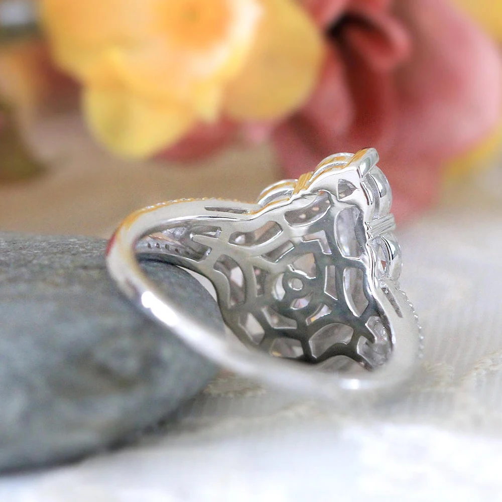 Кольцо Moissanite 4ct 12x8mm, белое золото 14 k, для женщин, цвет DEF, отличное огранка, соларит с грушей, круглой огранка маркиз