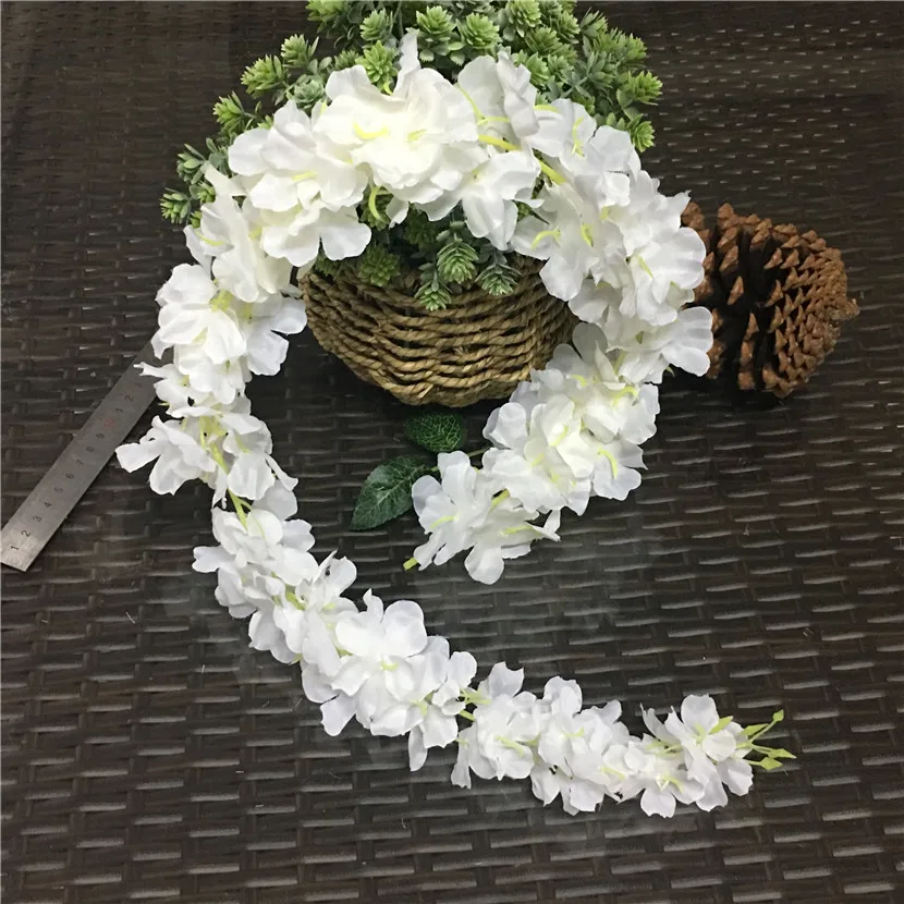 Wholesale Cherry Blossom fake Vines Sakura Artificial flowers for party Wedding ceiling decoration wall Hanging rattan 90cm | Дом и сад