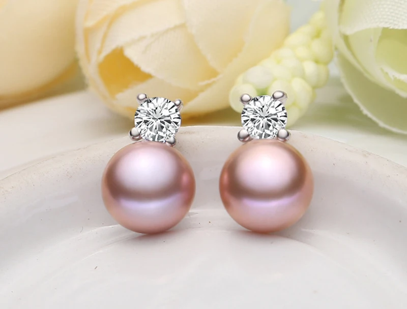purple pearl earring Настоящий натуральный пресноводный жемчуг, серьги для женщин, свадебные 925 пробы серебряные серьги ювелирные изделия подарок на день рождения - Цвет камня: purple pearl earring