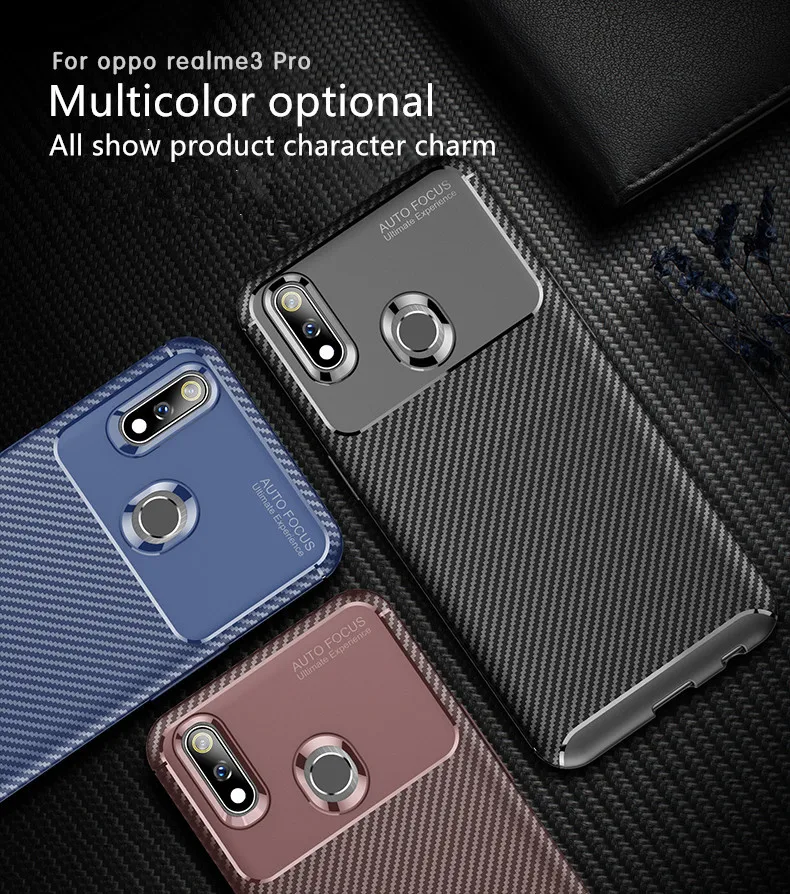 Для OPPO Realme 3 Чехол, роскошный ударопрочный карбоновый высококачественный Мягкий ТПУ силиконовый чехол для задней панели, чехол для OPPO Realme 3 Pro