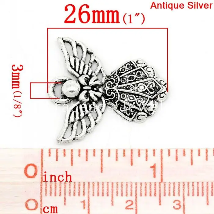 Doreen Box hot Charm подвески Angel Серебряный цвет 26 мм x 23 50 шт (K03892)|angel silver|pendant silversilver angel